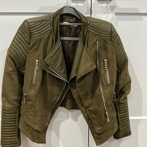 Olive Green Ivory and Chain bomber jacket